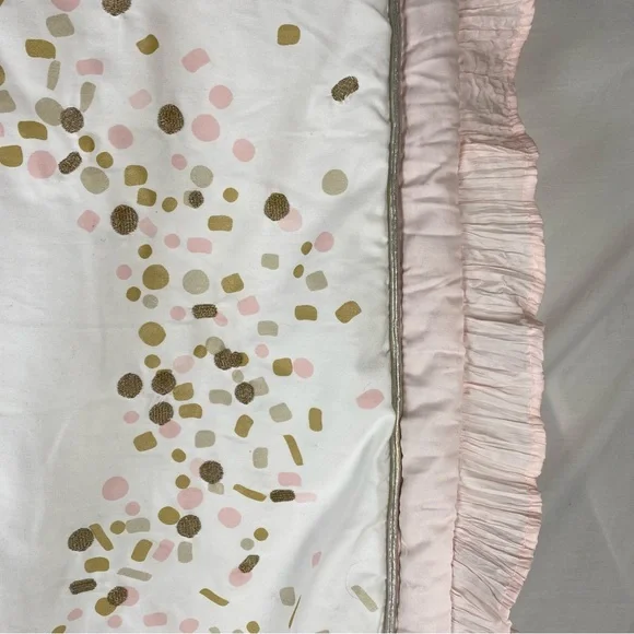 Lambs & Ivy Baby Blanket Pink Gold Confetti Heart Ruffle Trim 2016 - Picture 3 of 13